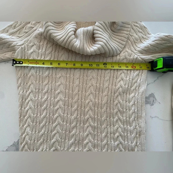Jeanne Pierre Women’s 100% Cotton Cable Knit Cowl-neck Ivory Sweater EUC Medium. - Picture 7 of 8
